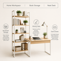 Bureau blanc avec étagère, design minimaliste et moderne