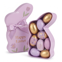 Emballage de chocolat de Pâques en forme de lapin de qualité alimentaire personnalisé OEM, estampage à chaud doré, boîte cadeau de fête en deux parties avec ruban