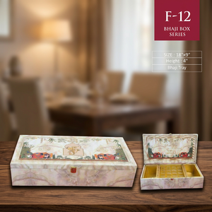 Caja de Almacenamiento de Resina Hecha a Mano, Serie Bhaji Box, Diseño Floral Pintado a Mano, Decoración Artística Tradicional, 18x9 Pulgadas - Product Image 1