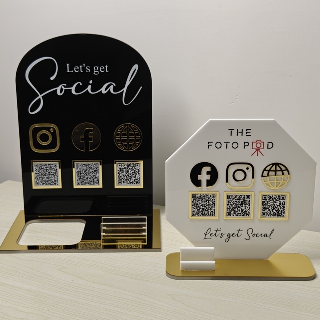 Custom Multi QR Code Business Social Media Sign IG Facebook Social Media QR Code Sign Barber Cafe Scan to Pay QR Code Sign
