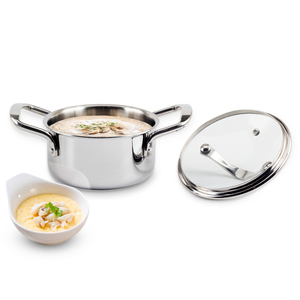 Induction Compatible Minimalist Design Stainless Steel Soup Pot with Glass Lid - Product Image 5