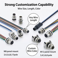 Conector de Sensor DIN M8 M12 para Montaje en Panel, IP67 Impermeable, 250V 4A, con Más de 20 Años de Experiencia en Diseño y Control de Riesgos