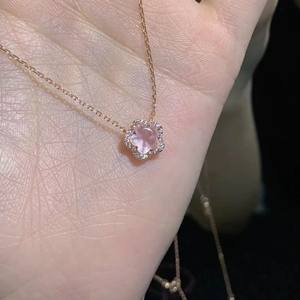 Collier pendentif en argent pur S925, chaîne de clavicule de luxe haut de gamme japonaise, avec zircon, motif cœur et nœud, pour jeune fille - Product Image 2