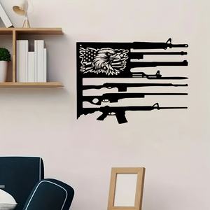 Décoration Murale Métallique Classique Aigle Drapeau Américain Art Déco pour Amateurs d'Armes à Feu - Ornement Mural Métallique pour Anniversaire - Product Image 2