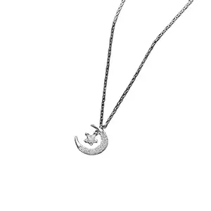 Collier avec pendentif en argent sterling 925 pour femme, bijoux à la mode, style animal, lune et étoile, mignon, dessins animés