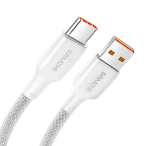 Câble de données tressé blanc Type-C SAMZHE 1m 100W 6A, câble de charge rapide pour voiture pour Samsung <span class=keywords><strong>iPhone</strong></span> Huawei Xiaomi Honor - Product Image 1