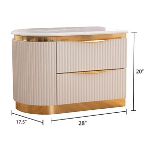 Modern Adjustable 2-<b>Drawer</b> Wood Nightstand in White for Bedroom Furniture - Product Image 6