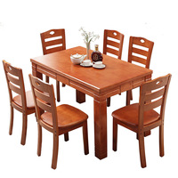 Ensemble de salle à manger Offre Spéciale Shuai Zhi combinaison de chaises en bois de noyer massif de table en pierre rétro française moderne pour un usage domestique