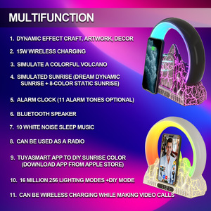 Nuevo Reloj Despertador Multifunción 2026 con Efectos de Grietas Volcánicas, Decoración para el Hogar, Control por Aplicación, Altavoz RGB BT, Cargador Inalámbrico de 15W - Product Image 4