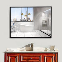 Miroir de salle de bain rectangulaire en gros, cadre noir, miroir mural de vanité moderne et minimaliste pour salle de bain et toilettes
