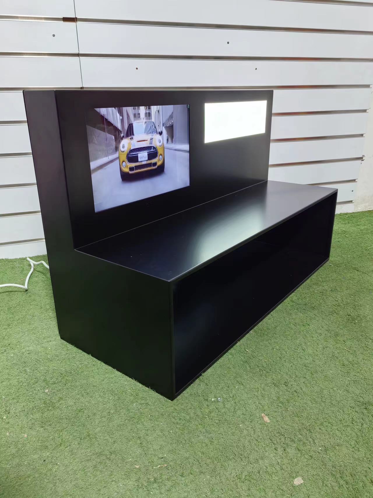 L-shaped Metal Frame Counter Top Display Stand Advertising Screen Custom Logo Designed for Earphone Headphone Retail Displays — view 5