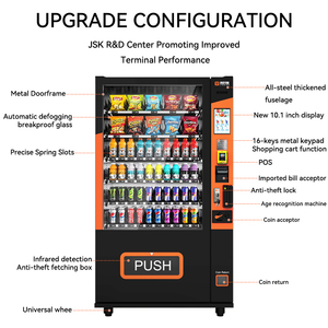 JSK Vending Machine for Foods and Drinks with <strong>Card</strong> Reader and Change <strong>Dispenser</strong> for Cold Water and Refrigerated Snacks - Product Image 3