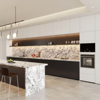 Ensembles d'armoires de cuisine Aige au design populaire avec îlot central, en contreplaqué et MDF, meubles de rangement haut de gamme, ensembles de cuisine européens