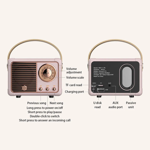 Reproductor de Música Portátil Clásico Retro HM11 Mini con Radio FM, Subwoofer Inalámbrico, Compatible con USB y Tarjeta TF, Altavoz Bluetooth - Product Image 6