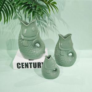 <span class=keywords><strong>Pichet</strong></span> de style moderne en gros de qualité Guggle <span class=keywords><strong>Vase</strong></span> en forme de poisson en porcelaine en céramique pour pot de table à la maison - Product Image 6