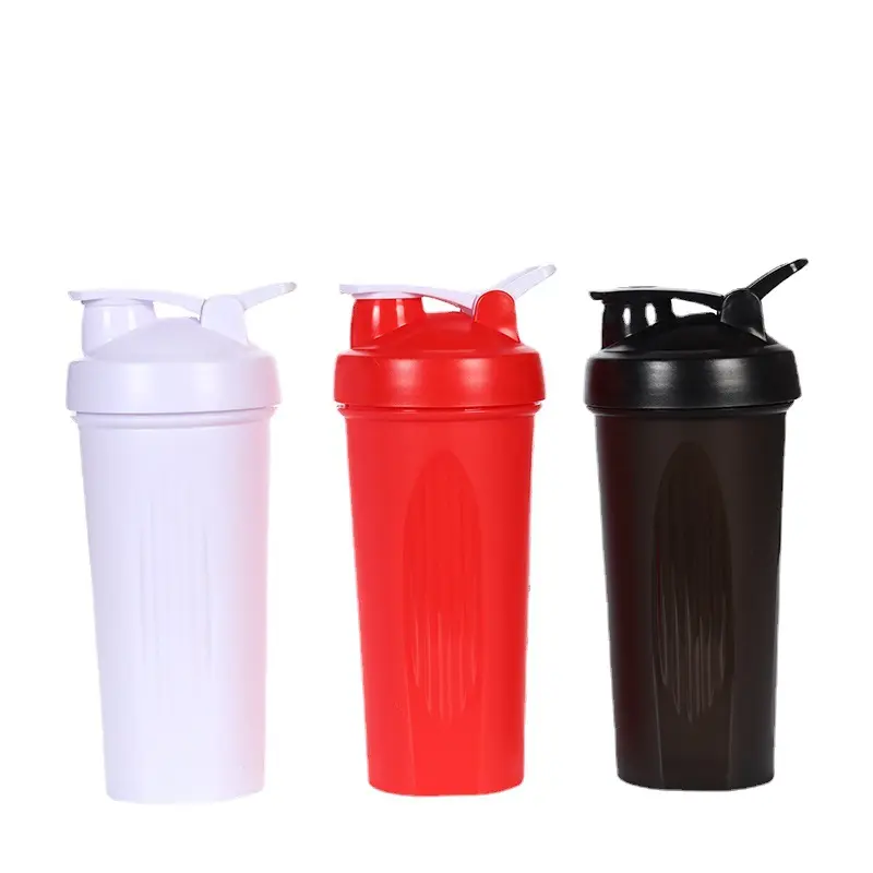 Sports Water Bottle Water Cups Fitness Shaker Cup with Scale Plastic Single-layer Solid Color Wholesale 600ml Outdoor Gym Party