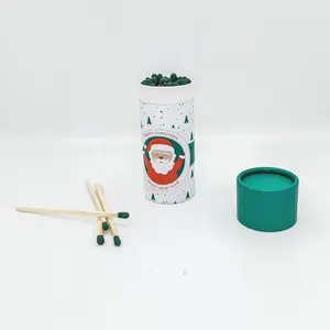 Cylindrical Paper Tubes Custom Safety Matches With Christmas Design Cylinder Matches