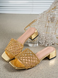 Sandales plates tressées à bout carré pour femmes, style mode, à enfiler, talon bas, pour l'été et l'extérieur - Product Image 6