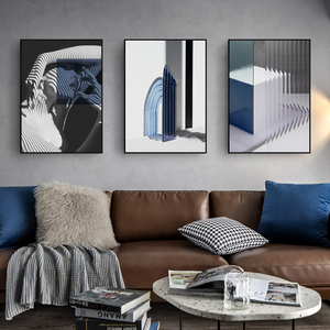 Commercio all'ingrosso Hotel progetto di decorazione per la casa moderna di cristallo geometrico in porcellana quadro dipinto astratto con cornice - Product Image 4