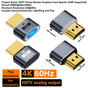 Adaptador de Enchufe Ficticio HDMI con Indicador para PC, Laptop y TV, con Audio 4K HD, Pantalla Virtual y Gráficos de Simulación - Product Image 4