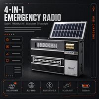 Haut-parleur solaire sans fil, radio d'urgence haute sensibilité, USB/TF/AUX/FM, charge par énergie solaire, lampe torche, radio portable