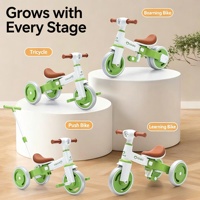 Tricycle multifonctionnel directement de l'usine avec poignée de poussée, grandes roues résistantes à l'usure, lumières et musique, prise en charge de la personnalisation OEM/ODM