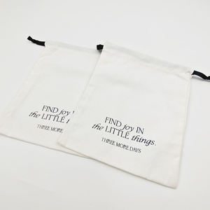 Low MOQ Organic Cotton Drawstring Earrings <b>Gift</b> <b>Bag</b> Custom Logo Silk Screen Printed Canvas <b>Fabric</b> Pouch Recyclable Jewelry - Product Image 2
