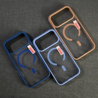 Étui de téléphone en acrylique mat de luxe pour iPhone 11 12 13 14 15 16 17 Pro Max Air Plus, coque arrière magnétique avec pare-chocs