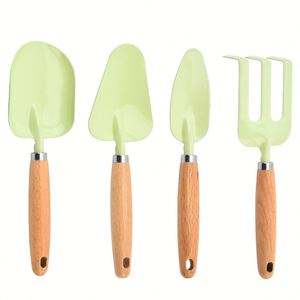Juego de 4 herramientas de jardinería para niños: pala y rastrillo combinados con mango de madera de haya, ideal para macetas y actividades al aire libre. - Product Image 4