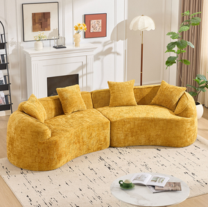<b>Yellow</b> Curved Compressed Sofa Set Modern Nordic-style Sectional Design with <b>Sponge</b> Filling Modular for Living Room Comfort - Product Image 2