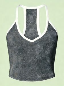 Lot de 4 débardeurs racerback pour femmes, couleur unie, respirants, sportifs, sans manches, coupe courte avec bordure blanche - Product Image 5