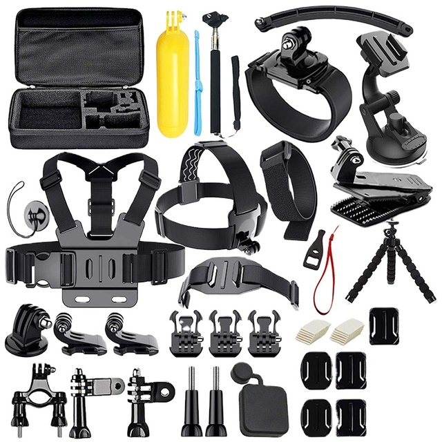 Factory OEM 50-in-1 Action Camera Accessories Kit Portable Flexible Bracket Cleaning Suction Cup Head Strap Bike Mount Floaty