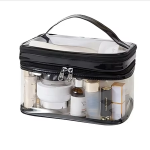 Sac de rangement transparent en PVC écologique pour toilettes, personnalisable avec logo, sac de maquillage durable pour femme, motif lettres, en plastique, pour voyage quotidien, vente en gros - Product Image 1