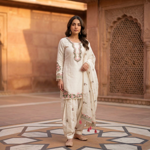 Traje Salwar Farshi Bordado de Diseñador TENNECY con Dupatta de Seda para Mujer, Ropa de Fiesta Reversible, Elástica, de Secado Rápido, para Todas las Temporadas - Product Image 1