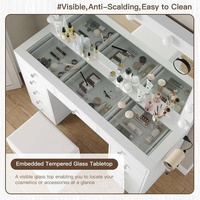 Ensemble de chambre à coucher de luxe moderne avec lumière LED commode et ensemble de miroir de chambre à coucher de maquillage
