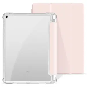 Wholesale Magnetic Transparent Back PU Leather Cover Case With Left Pencil Holder For iPad 10th Generation 10.9"