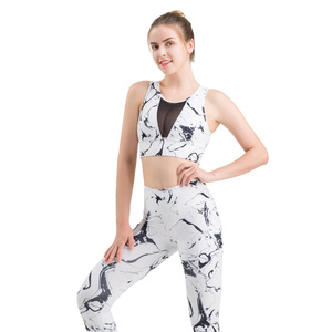 Las mujeres de blanco de malla impreso ropa de fitness cobertura completa escote Sexy <span class=keywords><strong>transparente</strong></span> Yoga deportes Bra - Product Image 4
