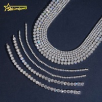Chaîne Tennis en Moissanite Certifiée GRA en Acier Inoxydable de Haute Qualité Hip Hop 3mm 4mm 5mm, Testée au Diamant