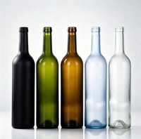Vente en gros de bouteilles de vin en verre vides de 500 ml avec bouchon en liège, finition noire mate pour les boissons alcoolisées