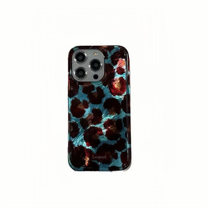 Funda Doble Capa con Estampado de Leopardo Azul Marrón Retro para iPhone 17 Pro Max 16 15 14 13 - Product Image 5