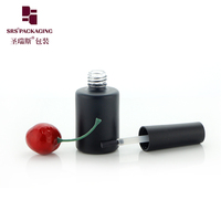 Flacon de vernis à ongles en verre cylindrique vide, conteneur vide noir mat avec bouchon à pinceau pour laque gel