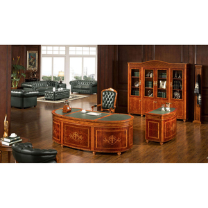 <span class=keywords><strong>Bureau</strong></span> de direction classique <span class=keywords><strong>américain</strong></span> traditionnel en bois massif avec placage de luxe et chaise pour <span class=keywords><strong>bureau</strong></span> de PDG - Product Image 4