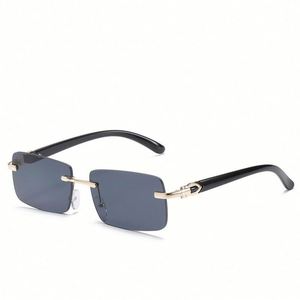 Lunettes de soleil rectangulaires vintage pour hommes et femmes avec logo personnalisé, UV400, couleurs dégradées, sans monture, carrées - Product Image 3