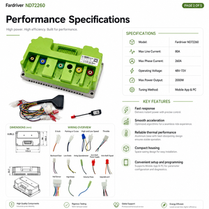 Contrôleur intelligent programmable à onde sinusoïdale Fardriver ND72260 72V 80A, protection IP54, 2000W - Product Image 2