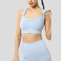 Soutien-gorge de sport grande taille à fermeture éclair avant haute résistance, bretelles réglables en velcro, respirant, pour yoga, course à pied et fitness en extérieur