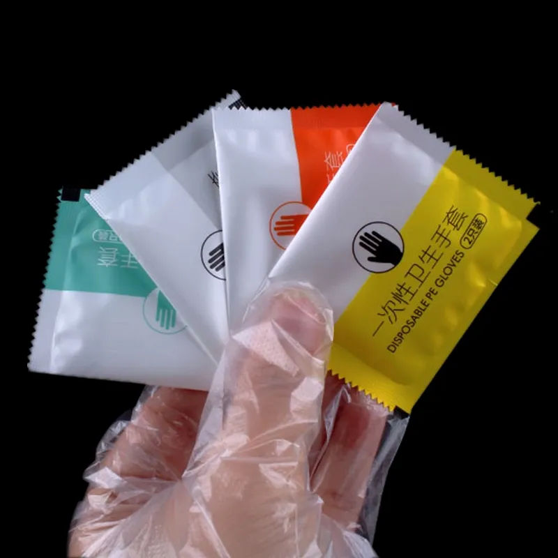 Einweg-Pe-Plastik handschuhe Transparente, individuell verpackte HDPE-Handschuhe für würzige Krebse