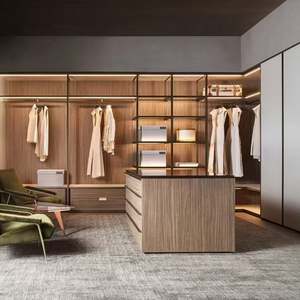 Vestidor Moderno de Lujo Personalizado, Estilo Italiano, con Puerta de Vidrio, Luz LED, Muebles de Dormitorio Plegables para Villa - Product Image 5