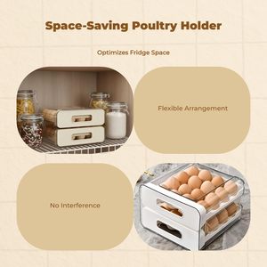32 Capacity <b>Stackable</b> <b>Drawer</b>-type <b>Plastic</b> Egg Organizer Kitchen 2-Tier Fridge Egg Organizer - Product Image 3