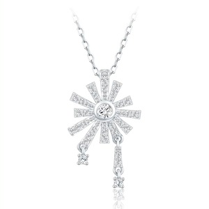 สร้อยคอจี้ดอกไม้กำมะหยี่เงินแท้ S925 ประดับเพชรทรงไข่ ดีไซน์หรูหรา รุ่นใหม่ล่าสุด - Product Image 5