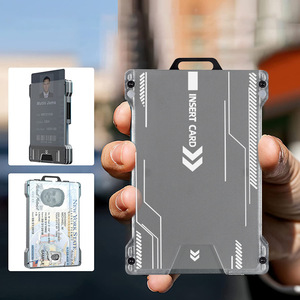 Clip para billetes de aluminio delgado con ventana transparente para identificación, bloquea RFID, con capacidad para 15 tarjetas y clip para efectivo - Product Image 2